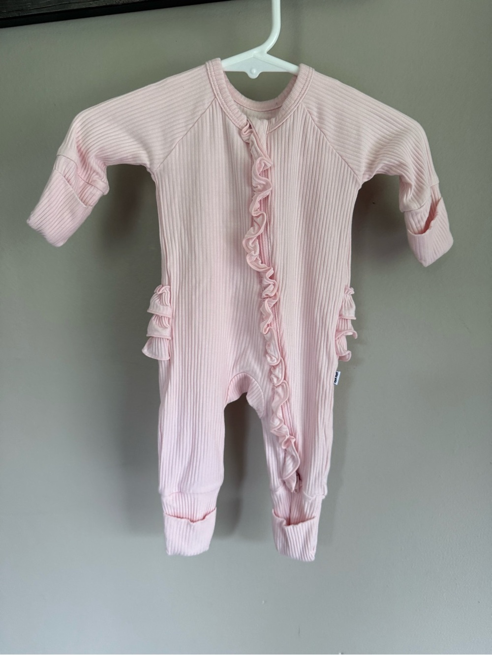 Little Sleepies Preemie Soft Pink Ruffle Ribbed Zippy